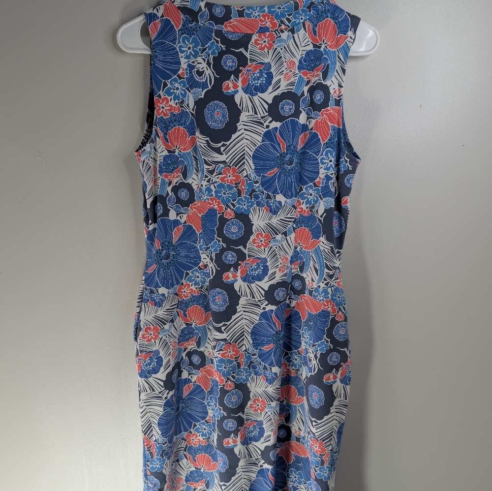 Sunset & Sweet Tea Floral Sleeveless Dress - Blue and Red Size Small - Picture 3 of 9